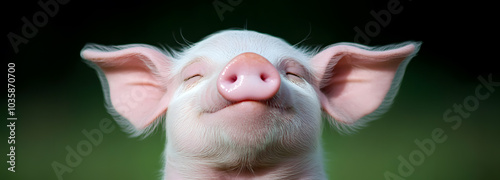 Close-Up of a White Piglet with Its Eye – Adorable Farm Animal Portrait