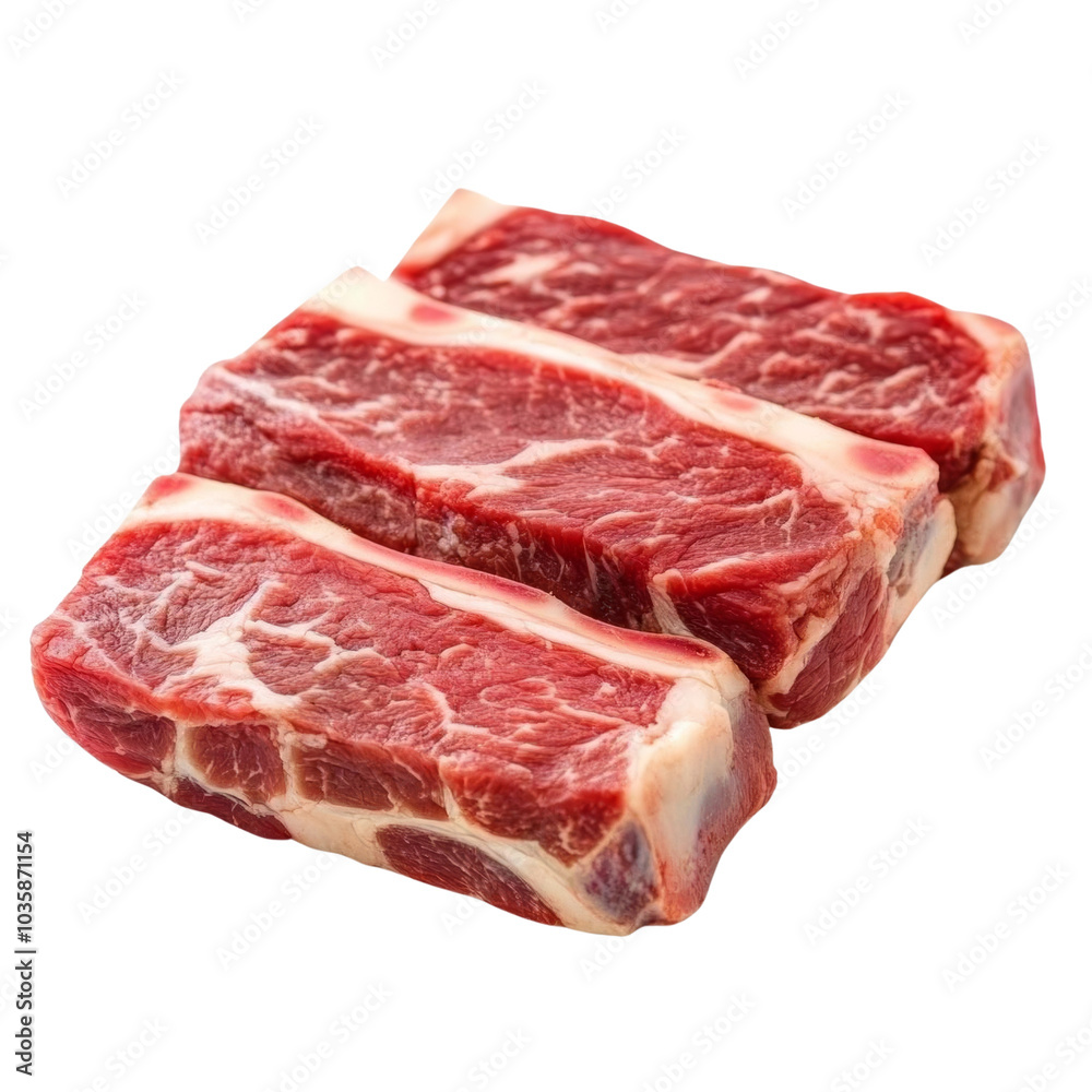 Raw beef ribs on transparent background Raw beef ribs on transparent background