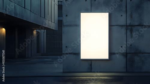 Illuminated Citylight Mockup on Concrete Wall, showcasing an elegant empty layout with soft shadows enhancing its design elements.