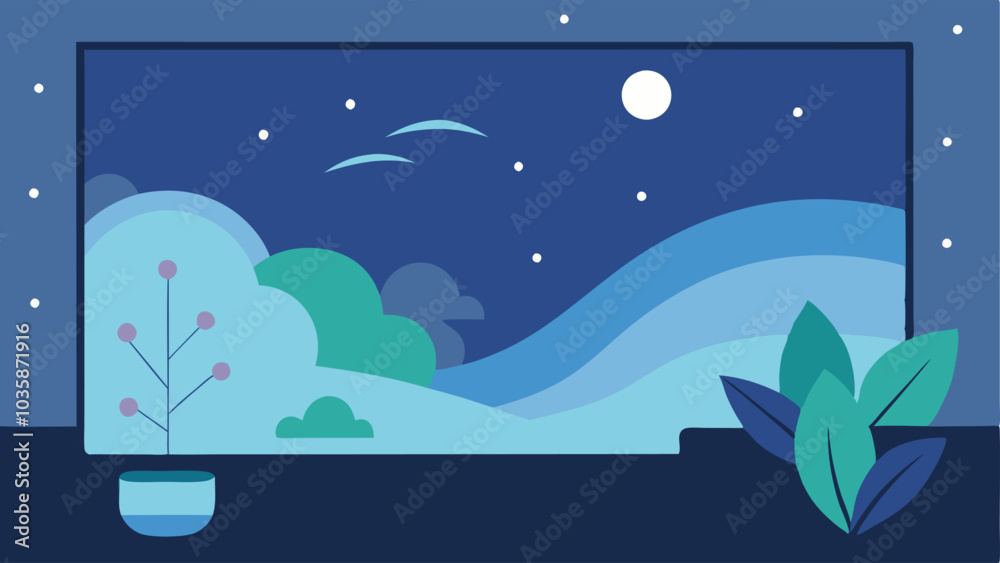 Naklejka premium Visual Projection A wall showcasing soothing visual projections of nature scenes like gentle waves or rustling leaves creating a tranquil environment as someone relaxes nearby.