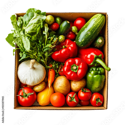 Garden Fresh vegetables in a paper cardboard box