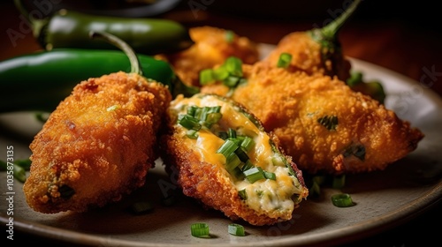 Cheesy Jalapeño Poppers with Green Chilies, Highlighting Crispy, Flavorful, and Spicy Appetizers