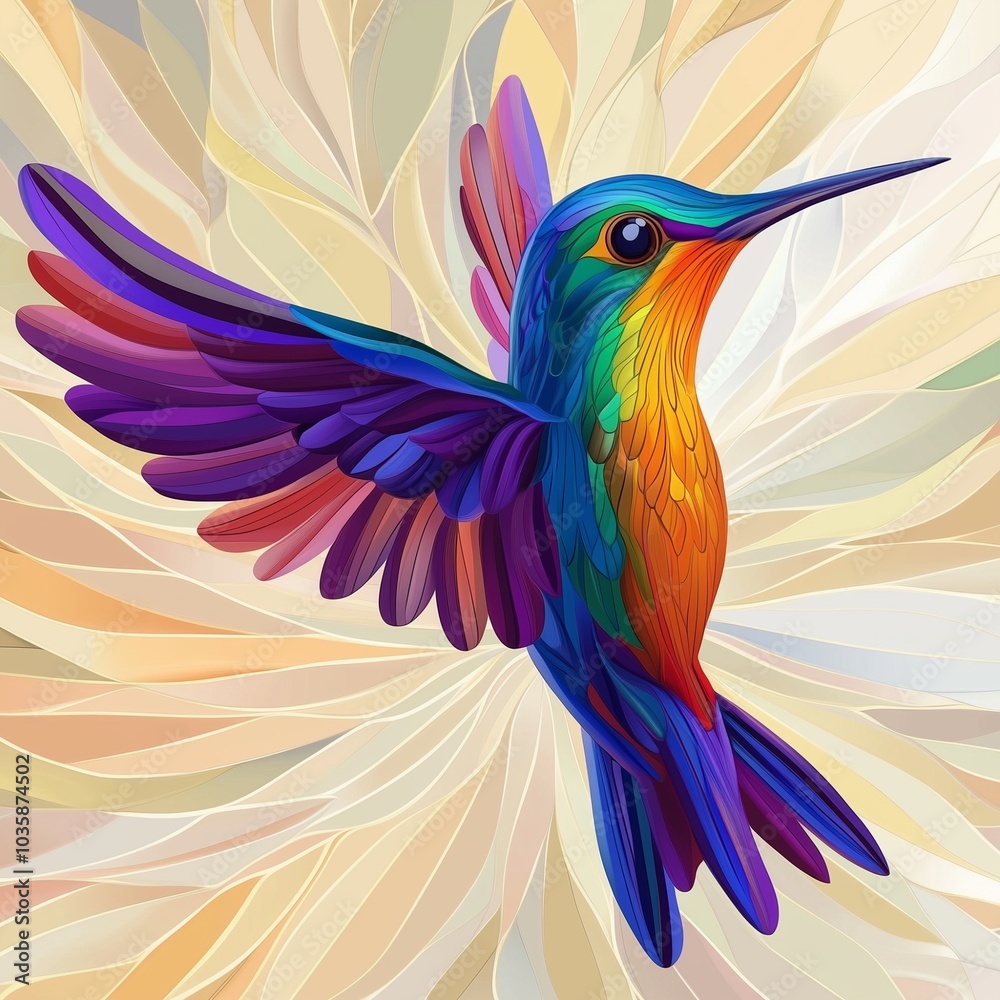Obraz premium Vibrant Hummingbird in Flight with Bold Colors