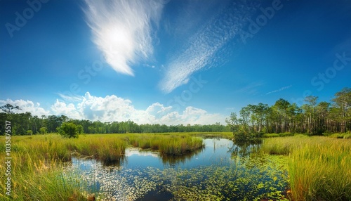 a sunny summer day at paynes prairie in gainesville florida photo