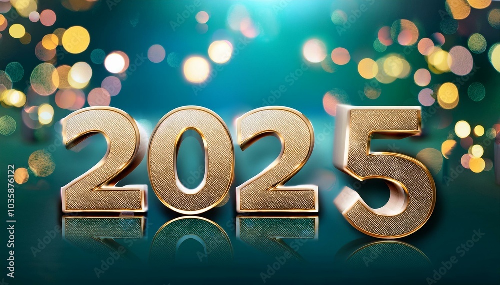abstract teal blue and gold light bokeh background for christmas or new year celebration with 2025 text abstract teal blue and gold light bokeh background for christmas or new year celebration with 2025 text