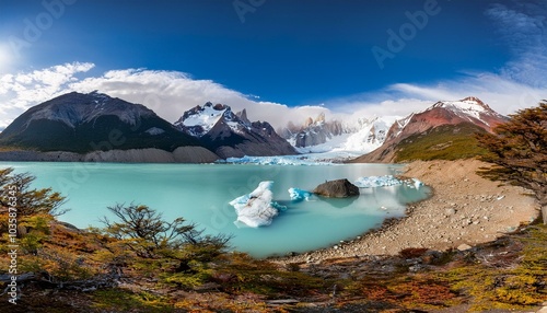 argentina patagonia el chalten los glaciares national park lagoon los tres photo