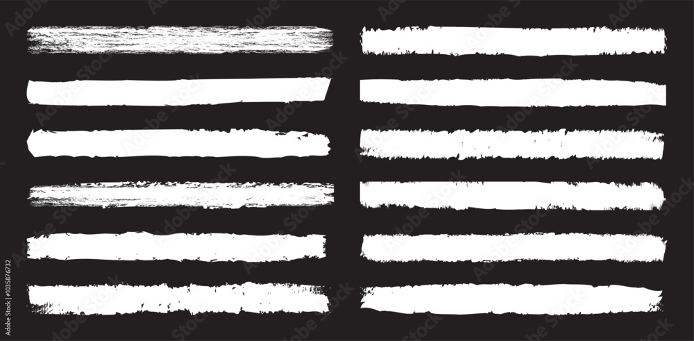Set of hand painted chalk brushes. Hand drawn grunge lines on chalkboard background can be used as art brushes.