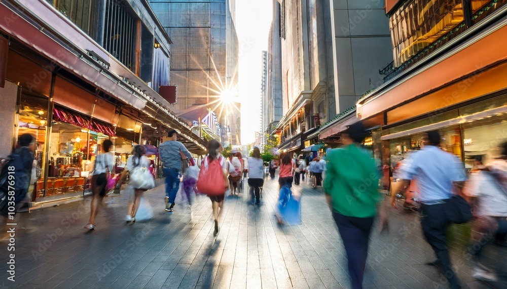 blurred motion of a busy city street with vibrant shop windows and people passing by creating a dynamic urban atmosphere blurred motion of a busy city street with vibrant shop windows and people passing by creating a dynamic urban atmosphere