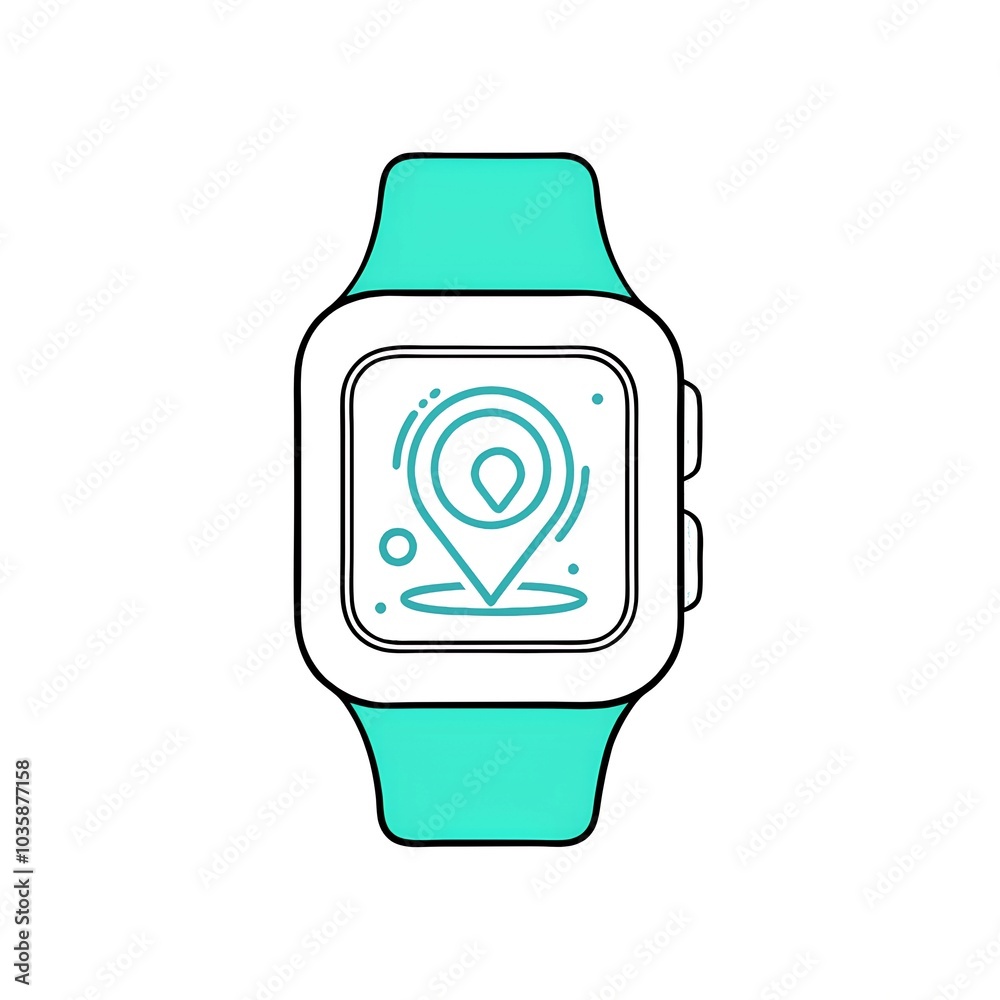Smartwatch with gps location icon - modern wearable technology illustration Smartwatch with gps location icon - modern wearable technology illustration