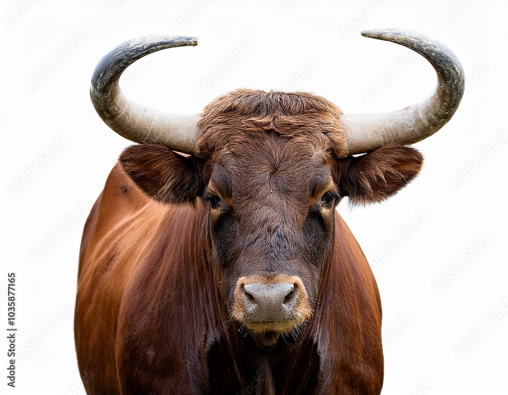 Naklejka premium bull with sharp horns isolated on white background