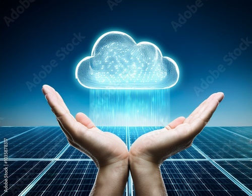 digital cloud held in hands