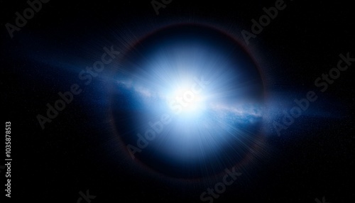 eclipse solaire halo de lumiere et fond noir espace univers astronomie pour conception et creation graphique