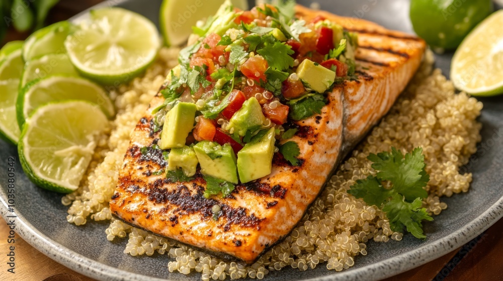Grilled Salmon with Fresh Salsa and Quinoa Grilled Salmon with Fresh Salsa and Quinoa