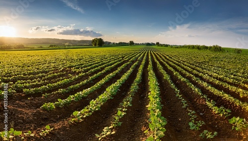 soybeans growing in a field agriculture