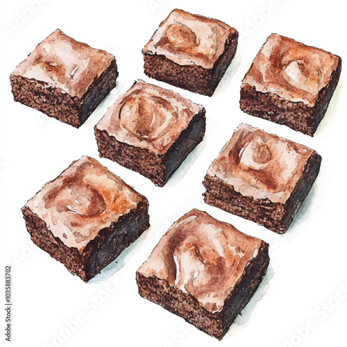 Brownies watercolor clipart illustration 