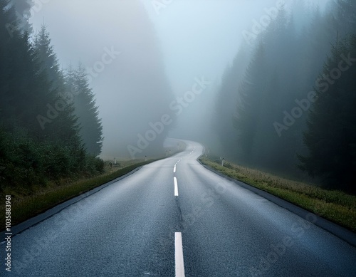 strasse im nebel