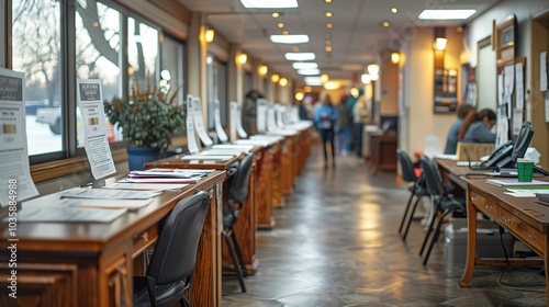 A job fair with booths for community care jobs.