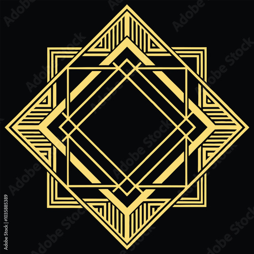  A black background with a gold box with a  gold border Vetcor . Ai Generated