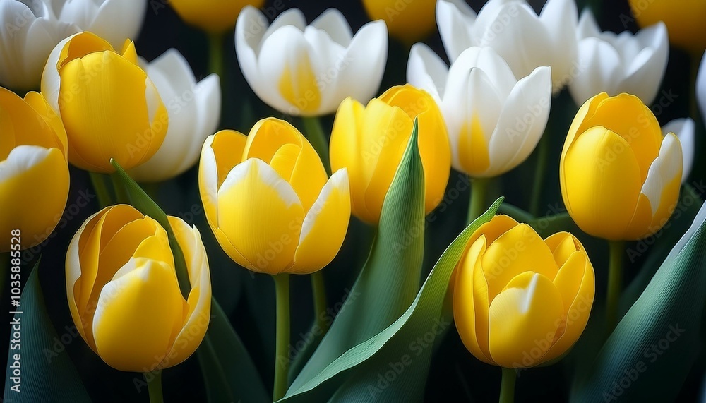 Obraz premium yellow and white tulip flowers