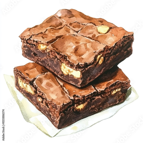 Brownies watercolor clipart illustration 