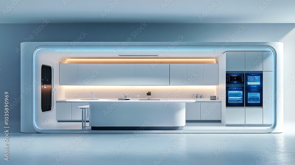 Modern Minimalist Kitchen with Smart Appliances and Sleek Design Modern Minimalist Kitchen with Smart Appliances and Sleek Design
