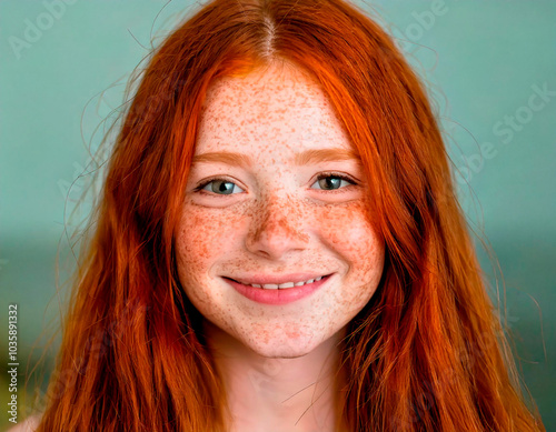 Wallpaper Mural Smiling Girl with Red Hair and Freckles Torontodigital.ca