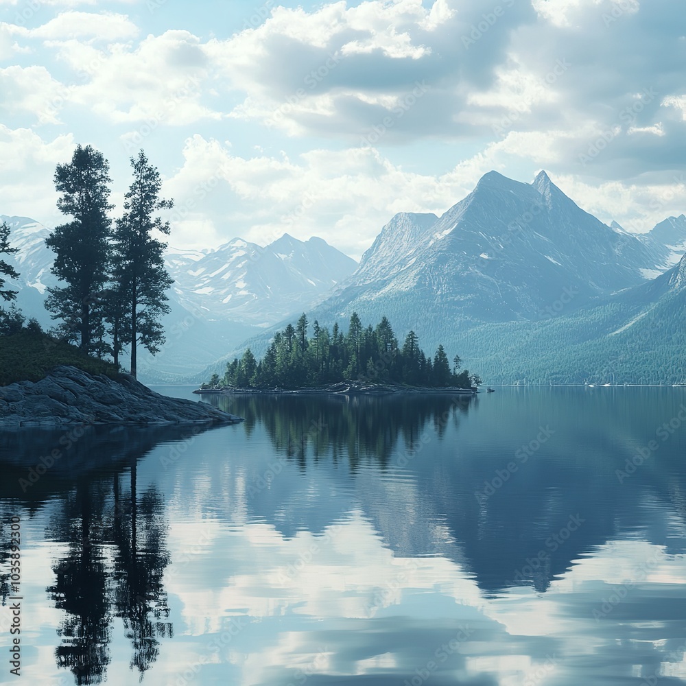 Naklejka premium mountains in the fog