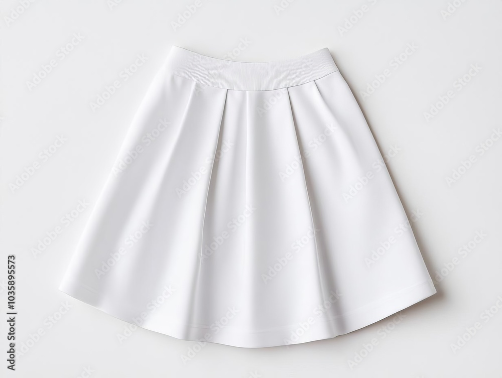 Blank mini skirt fabric, no design, isolated on white background, showcasing textures for customization Blank mini skirt fabric, no design, isolated on white background, showcasing textures for customization