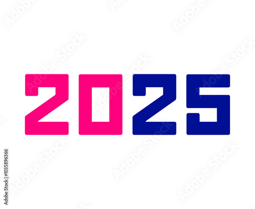 Free Download Happy New Year 2025 Holiday Pink And Blue Isolated Celebration Design Abstract Vector Illustration - GFXLoad