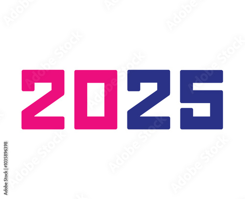 Free Download Happy New Year 2025 Holiday Pink And Blue Isolated Celebration Design Abstract Vector Illustration - GFXLoad