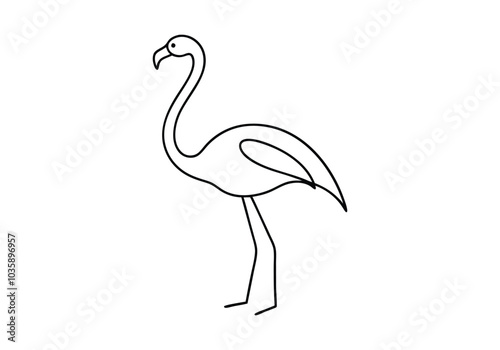 One Line Drawing of a Flamingo Silhouette – Minimalist Animal Vector Art