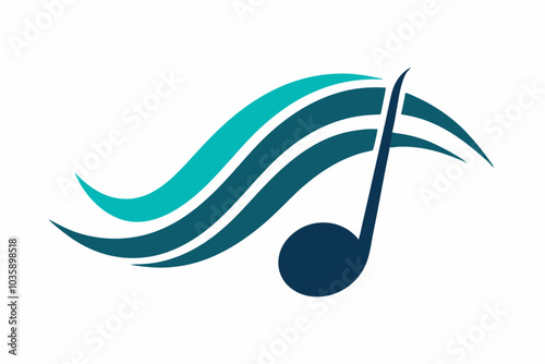 Music Note Wave Logo Illustration