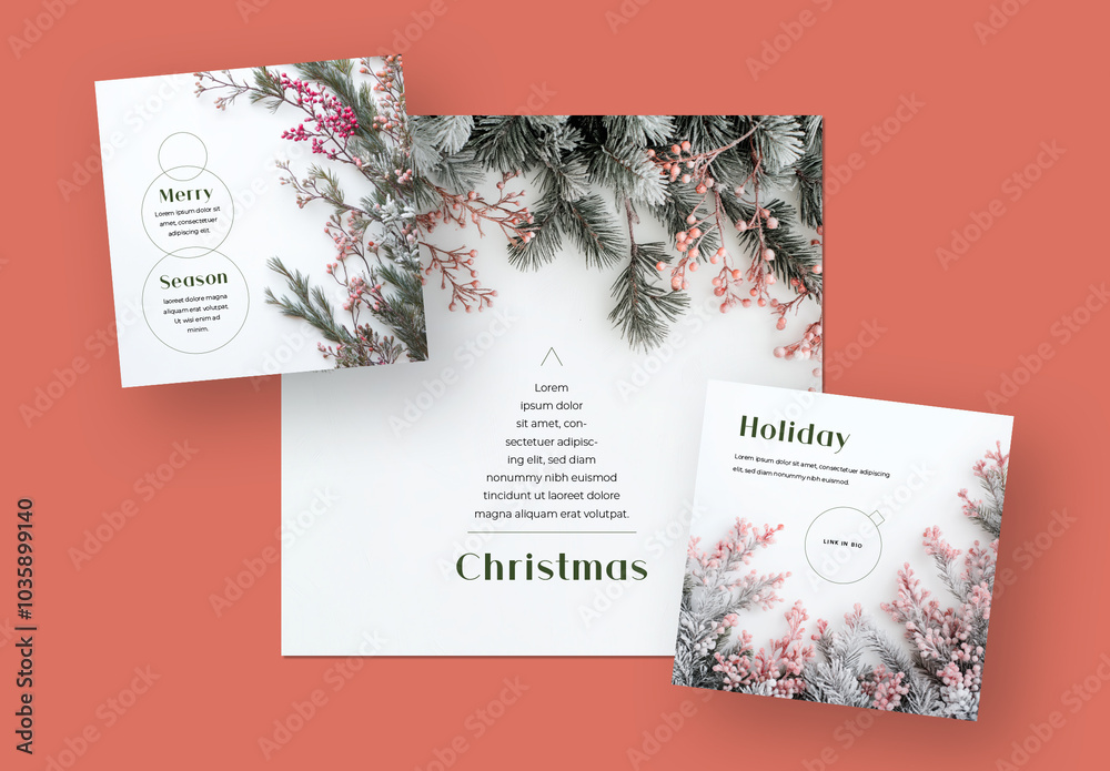 Elegant Christmas Posts With Line Art Design and Snowy Branches ...