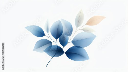 Delicate harmony a serene composition of soft blue leaves in a minimalist style