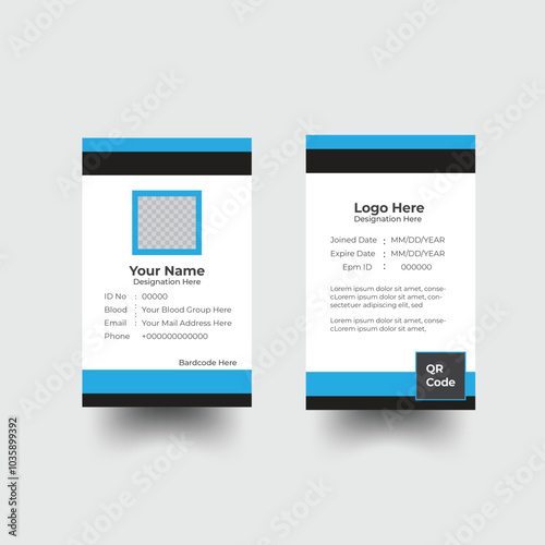 Professional Identity Card Template Vector for Employee, Corporate id card, Office ID Card Template
