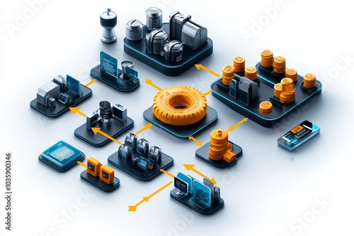 An illustrated flow of customer retention strategies, with bright arrows leading from customer engagement to loyalty