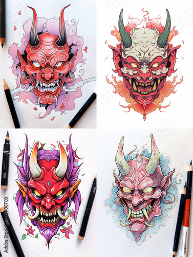 Hannya mask tattoo design photo