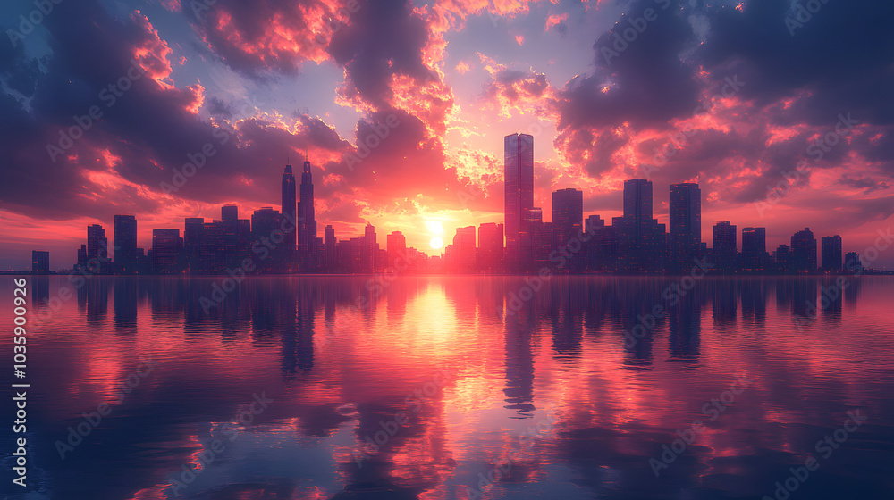 Telepathic Moon Whales in a Cityscape at Sunset Telepathic Moon Whales in a Cityscape at Sunset