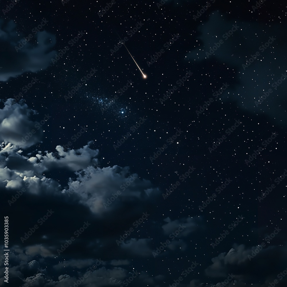 Realistic Night Sky with Shooting Stars and Moonlight Realistic Night Sky with Shooting Stars and Moonlight