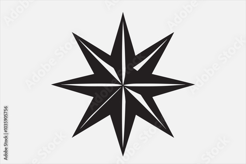 A bold geometric black star symbol.