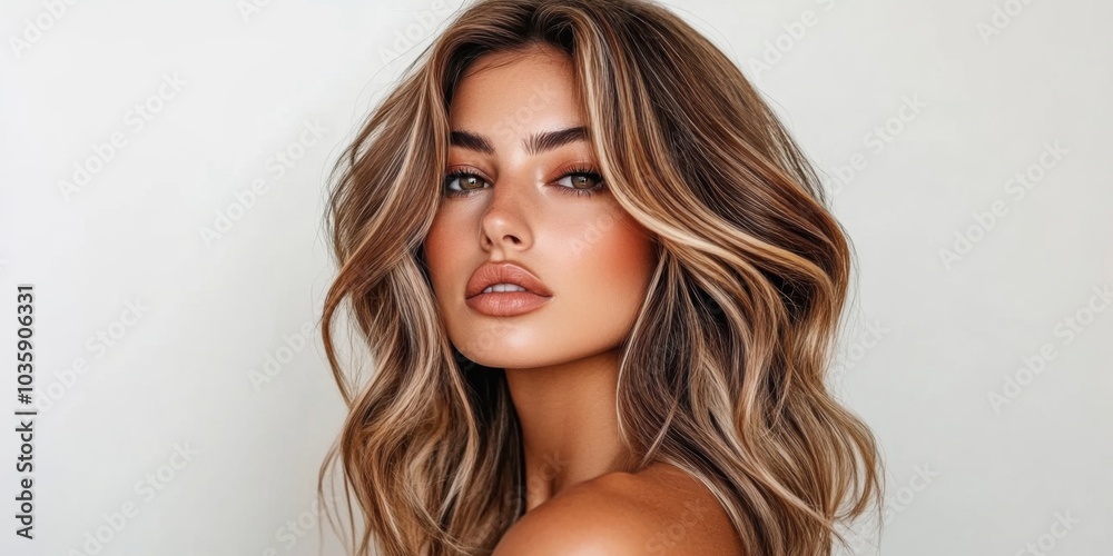 Naklejka premium Studio photography captures the elegance of modern hairstyling trends.