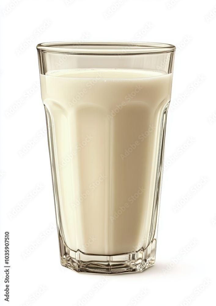 A glass of milk on a white background. A glass of milk on a white background.
