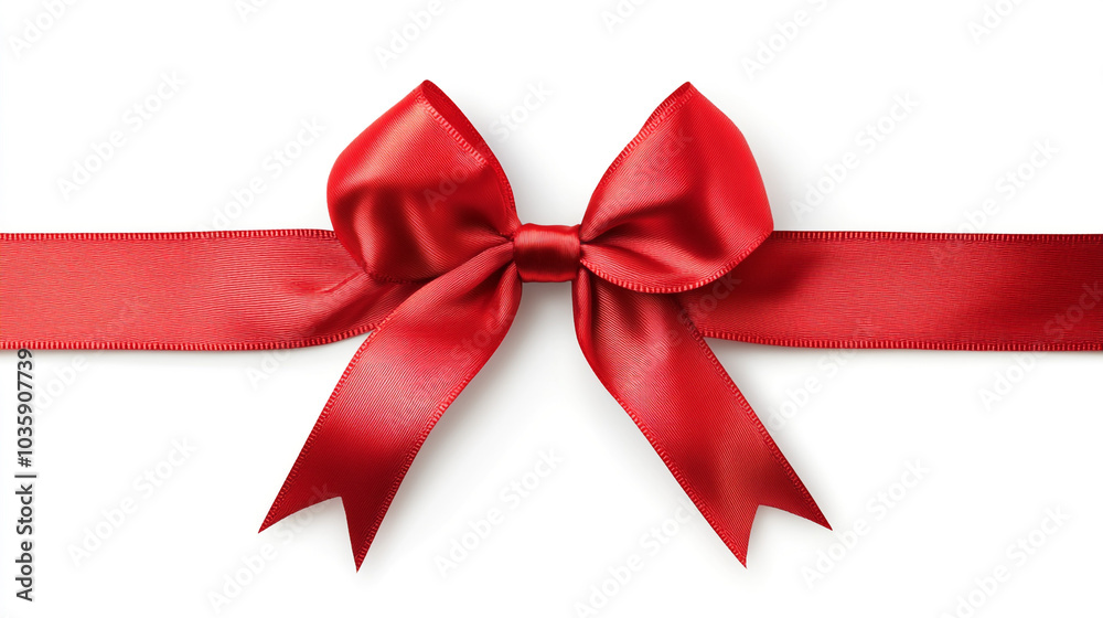 Red Satin Ribbon Bow Isolated on White Background Red Satin Ribbon Bow Isolated on White Background