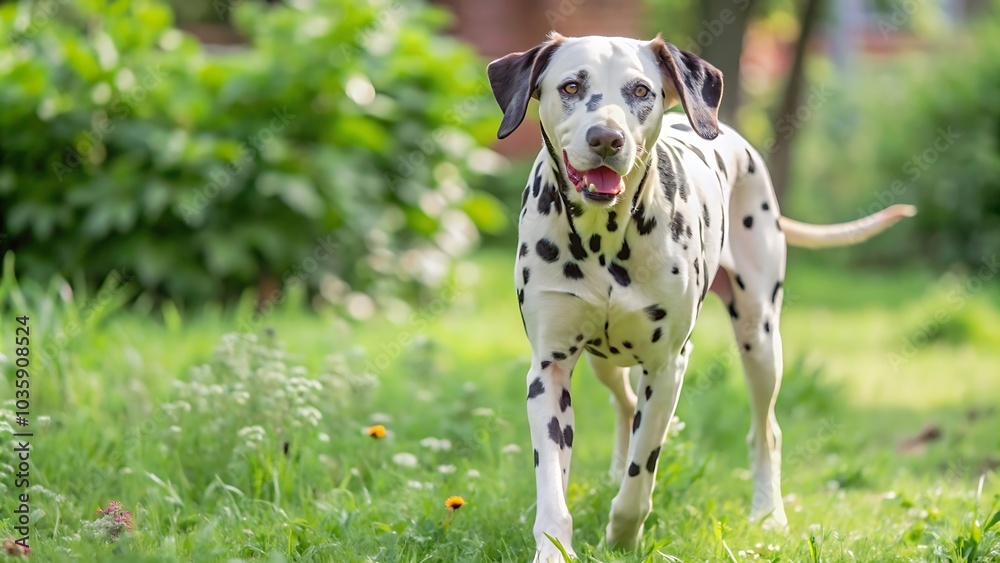 Dalmatian Dog Walking Outdoor Dalmatian Dog Walking Outdoor