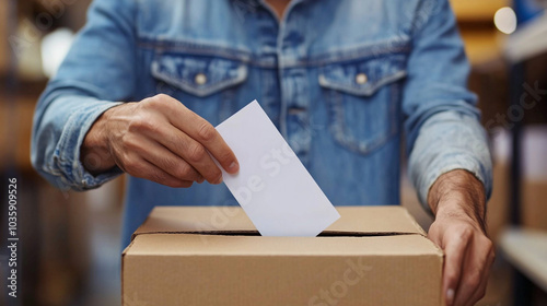 Man Casting Vote in Ballot Box Election Democracy Participation