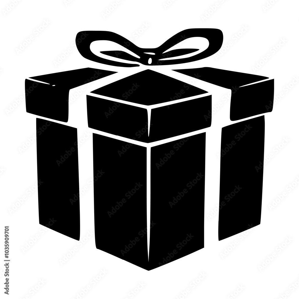 Black-and-white vector illustration of a gift box tied with a ribbon, perfect for holiday, celebration, or event-themed designs. Black-and-white vector illustration of a gift box tied with a ribbon, perfect for holiday, celebration, or event-themed designs.