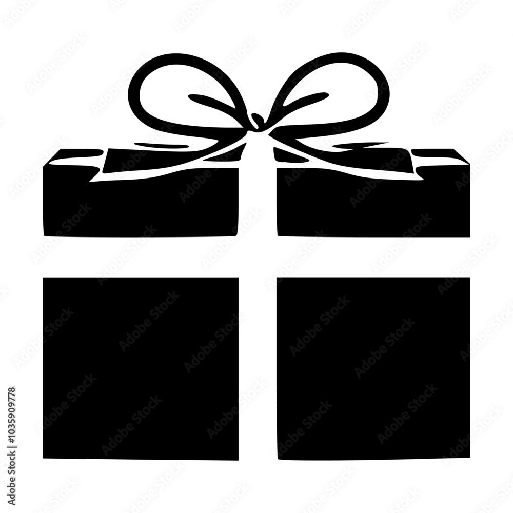 Black-and-white vector illustration of a gift box tied with a ribbon, perfect for holiday, celebration, or event-themed designs. Black-and-white vector illustration of a gift box tied with a ribbon, perfect for holiday, celebration, or event-themed designs.