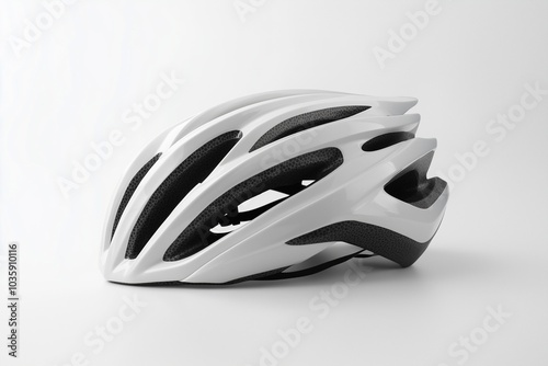 A sleek bicycle helmet designed for safety and style, placed against a crisp white background for maximum visibility.