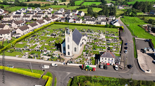 Aerial view of Loughguile Catholic Church in Co Antrim Northern Ireland photo