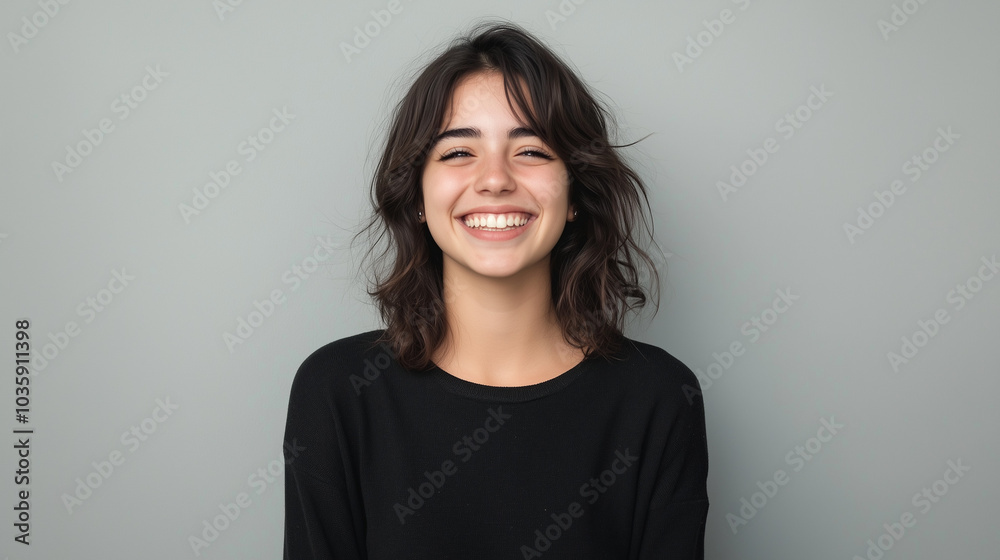 Young Uruguayan woman happy and smiling isolated Young Uruguayan woman happy and smiling isolated
